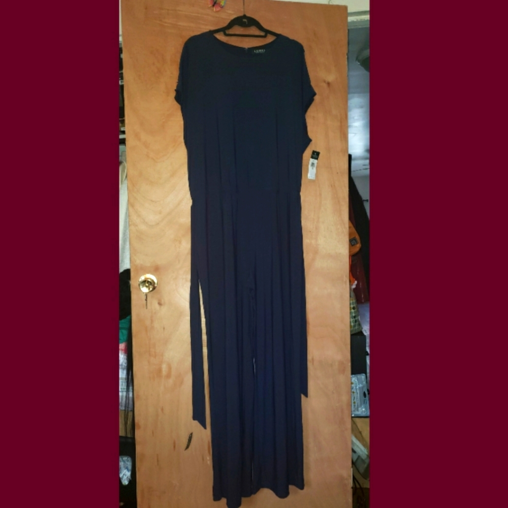 NEW RALPH LAUREN NAVY BLUE JUMPSUIT PLUS SIZE 2X